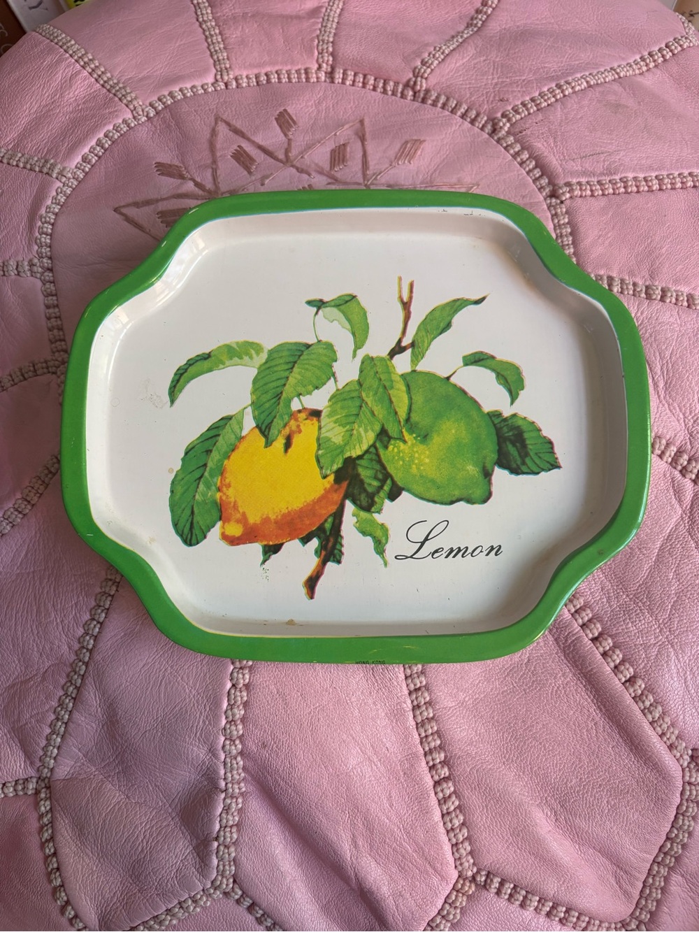 Lemon Motif Decorative Tray - Green Trim